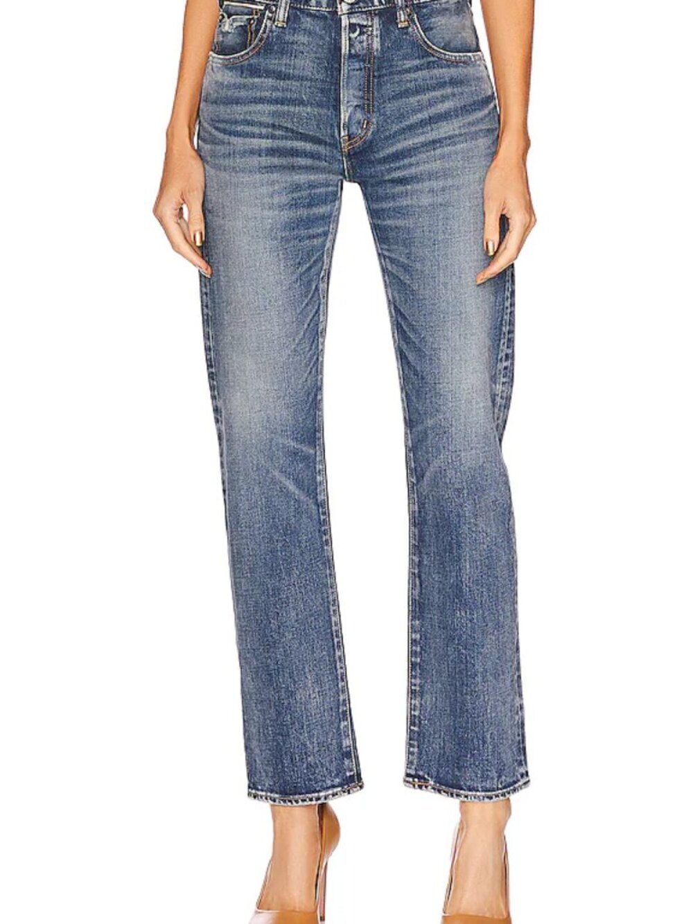 Moussy Jeans Vintage Farwell Straight Denim Cotton Pants High Rise Blue Size 30